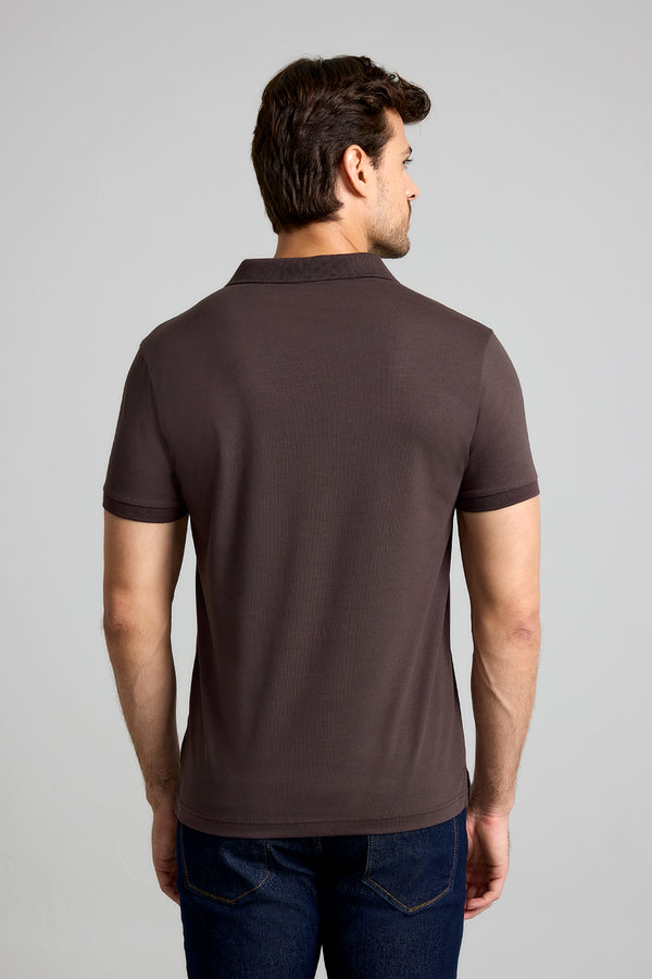 Camisa Polo Malha Premium Slim Fit - Marrom