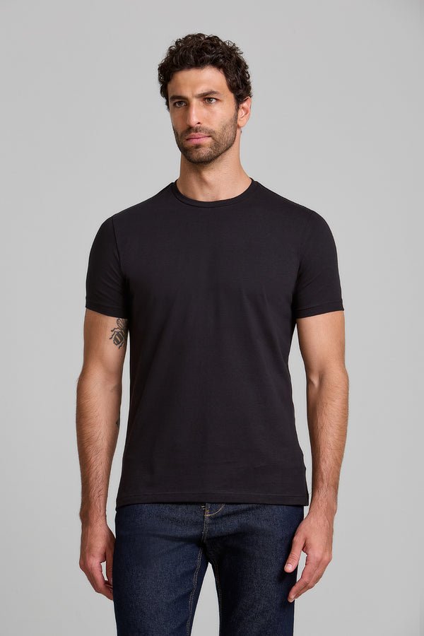 Camiseta Malha Premium Slim Fit - Preto