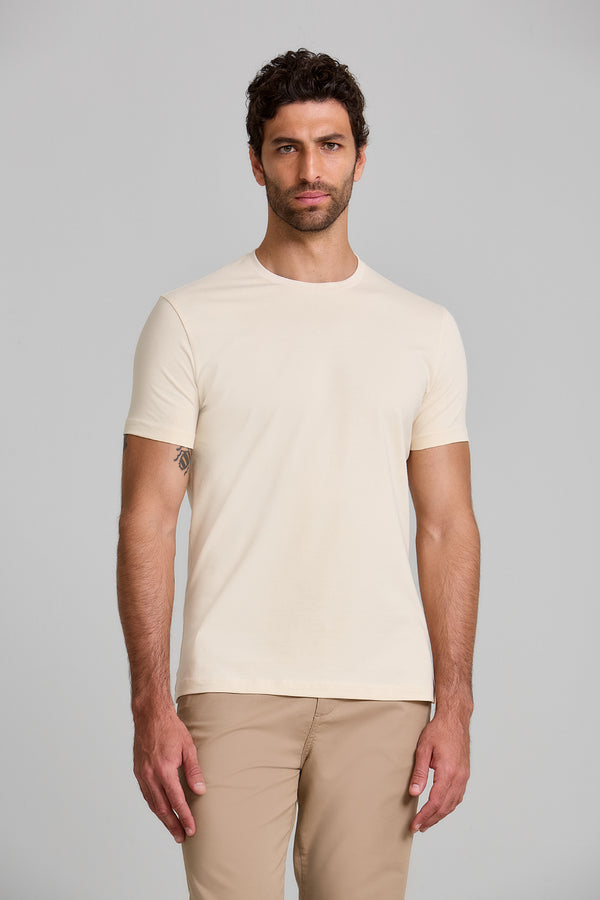 Camiseta Malha Premium Slim Fit - Bege