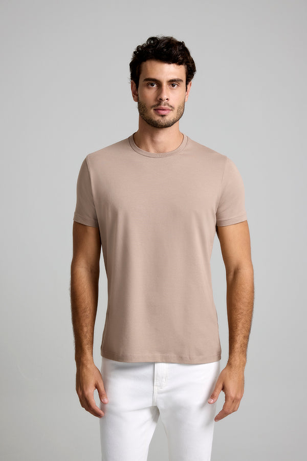 Camiseta Malha Premium Slim Fit - Marrom