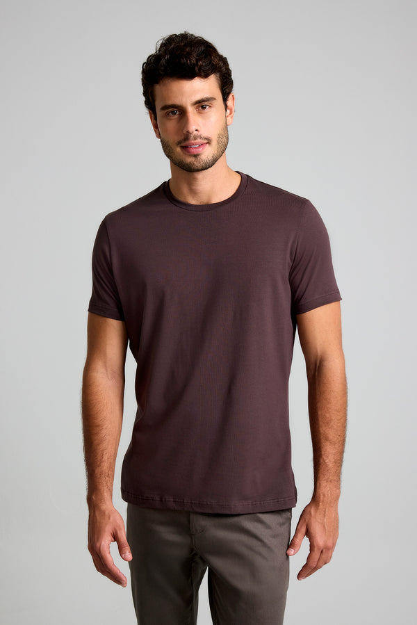 Camiseta Malha Premium Slim Fit - Marrom