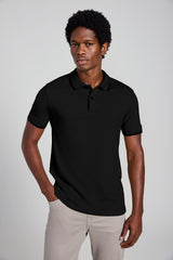 Polo Manga Curta Piquet Básica Slim Fit - Preto