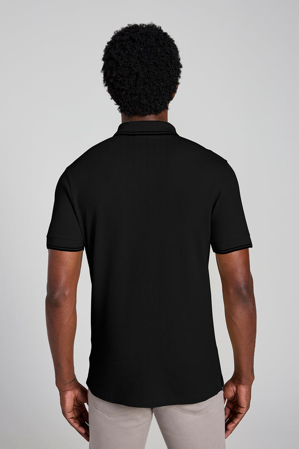 Polo Manga Curta Piquet Básica Slim Fit - Preto