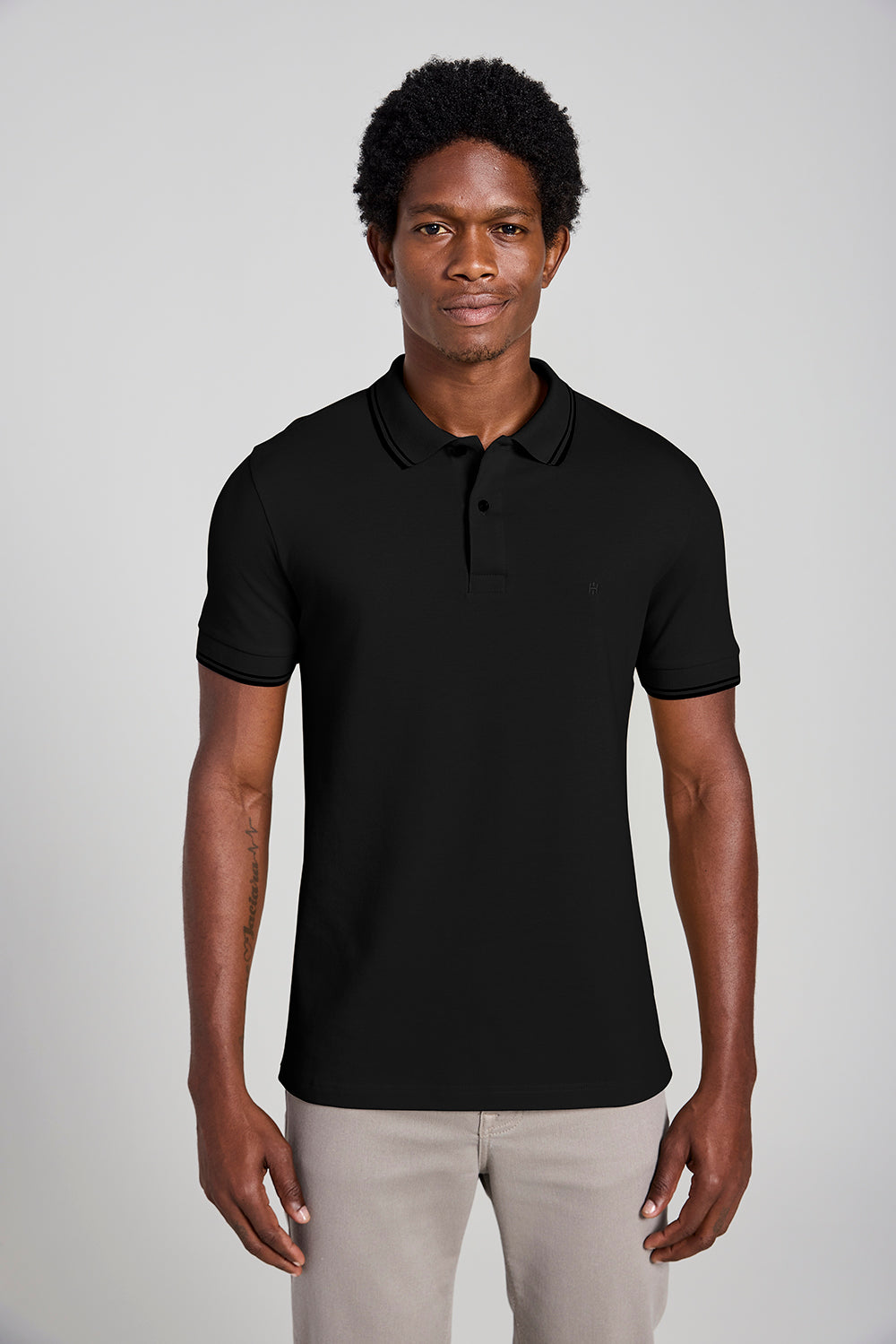 Polo Manga Curta Piquet Básica Slim Fit - Preto – Highstil