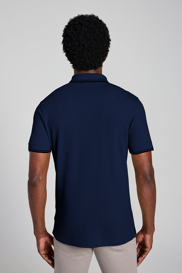 Camisa Polo Básica Piquet Premium Slim Fit - Azul Marinho