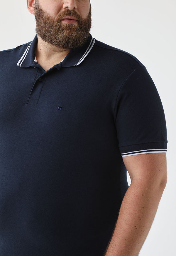 Polo Manga Curta Piquet Básica Slim Fit - Azul Marinho