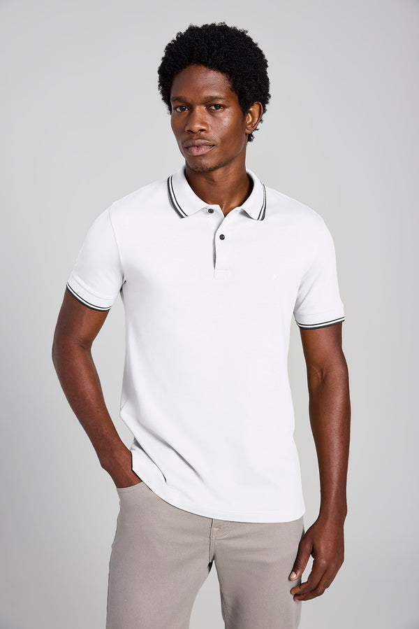 Polo Manga Curta Piquet Básica Slim Fit - Branco