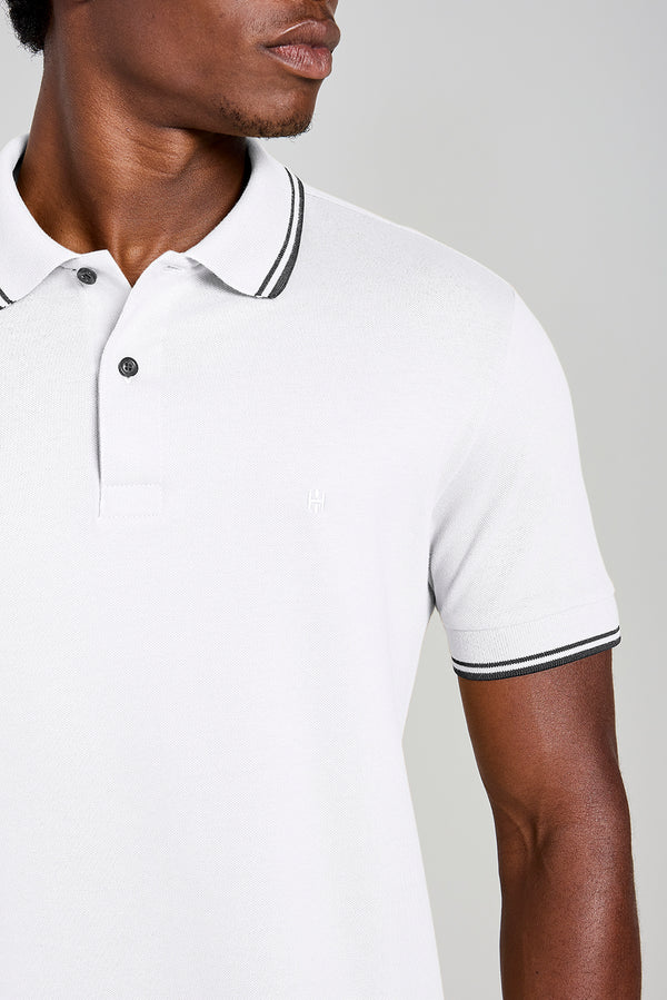 Polo Manga Curta Piquet Básica Slim Fit - Branco