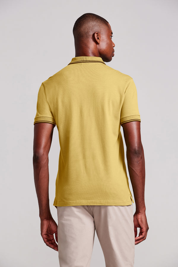 Polo Manga Curta Piquet Básica Slim Fit - Amarelo Mostarda