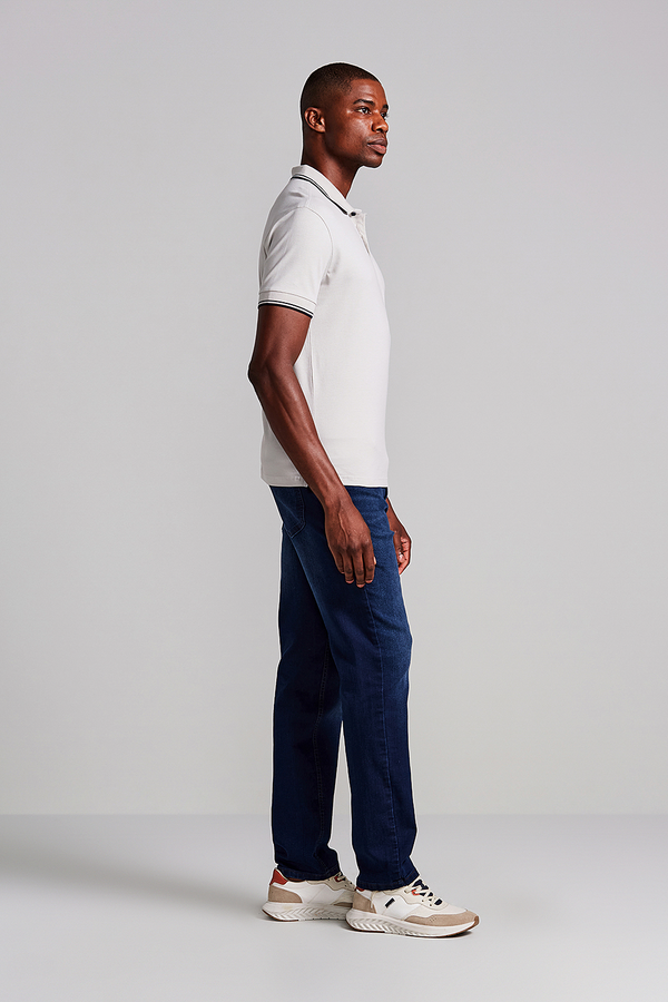 Polo Manga Curta Piquet Básica Slim Fit - Cinza
