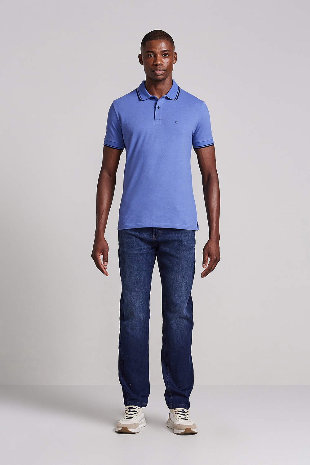 Camisa Polo Básica Piquet Premium Slim Fit - Azul