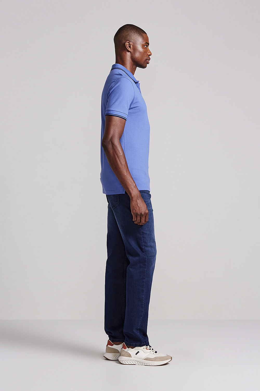 Camisa Polo Básica Piquet Premium Slim Fit - Azul