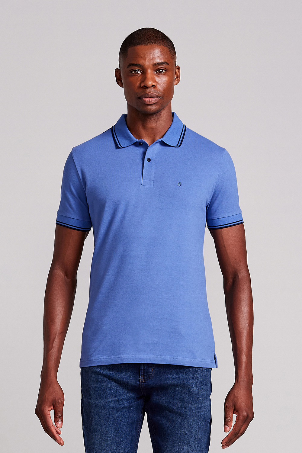 Camisa Polo Básica Piquet Premium Slim Fit - Azul