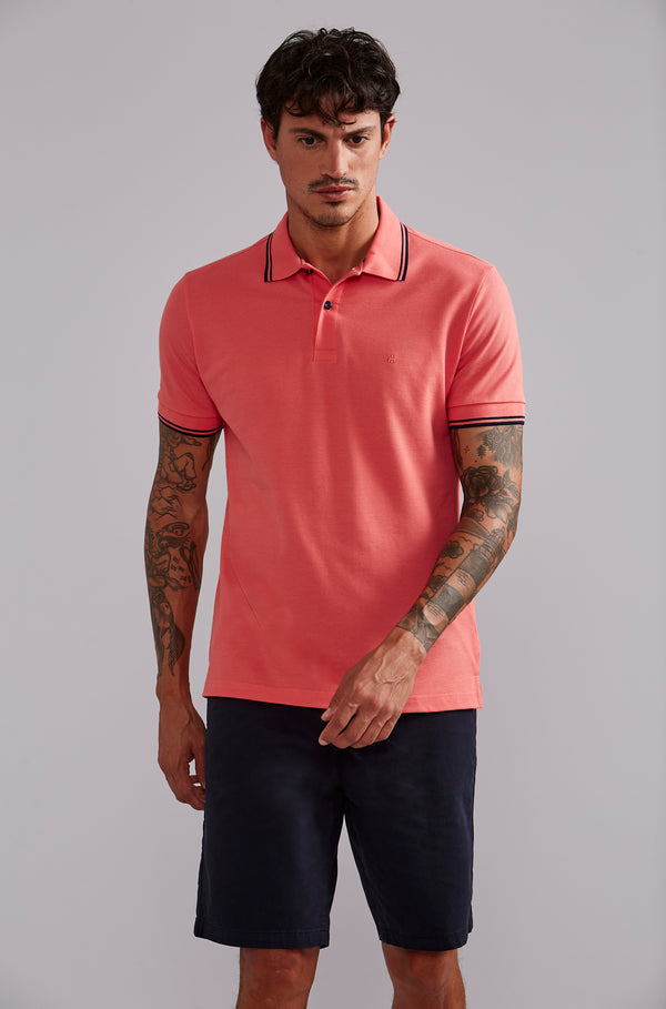 Polo Manga Curta Piquet Básica Slim Fit - Laranja