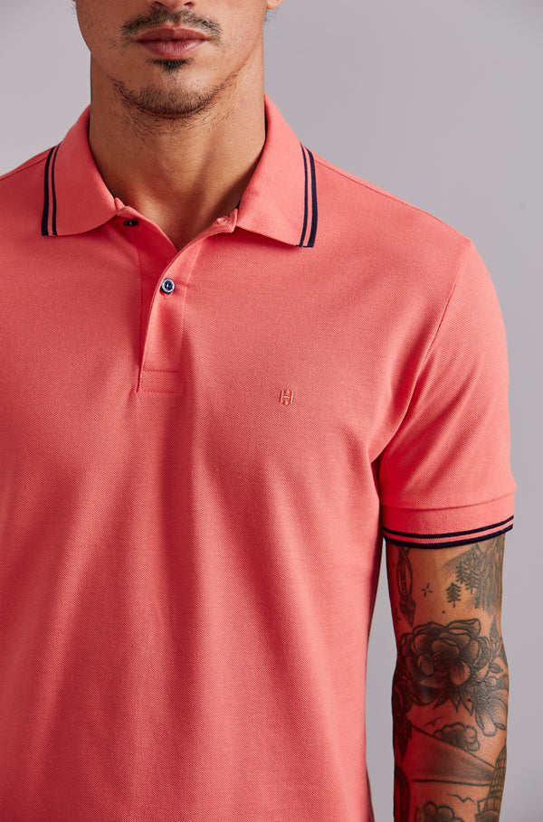 Polo Manga Curta Piquet Básica Slim Fit - Laranja