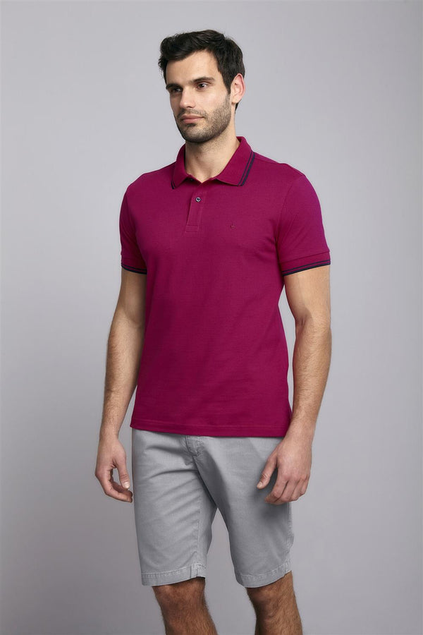 Polo Manga Curta Piquet Básica Slim Fit - Rosa