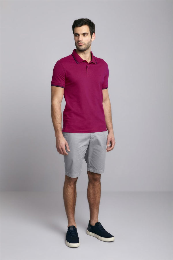 Camisa Polo Básica Piquet Premium Slim Fit - Rosa