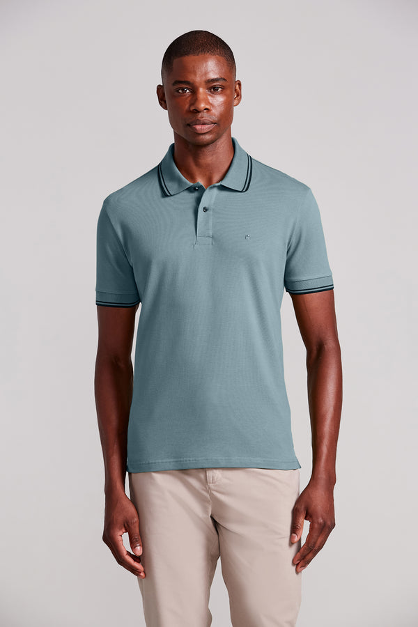Polo Manga Curta Piquet Básica Slim Fit - Verde Cedro