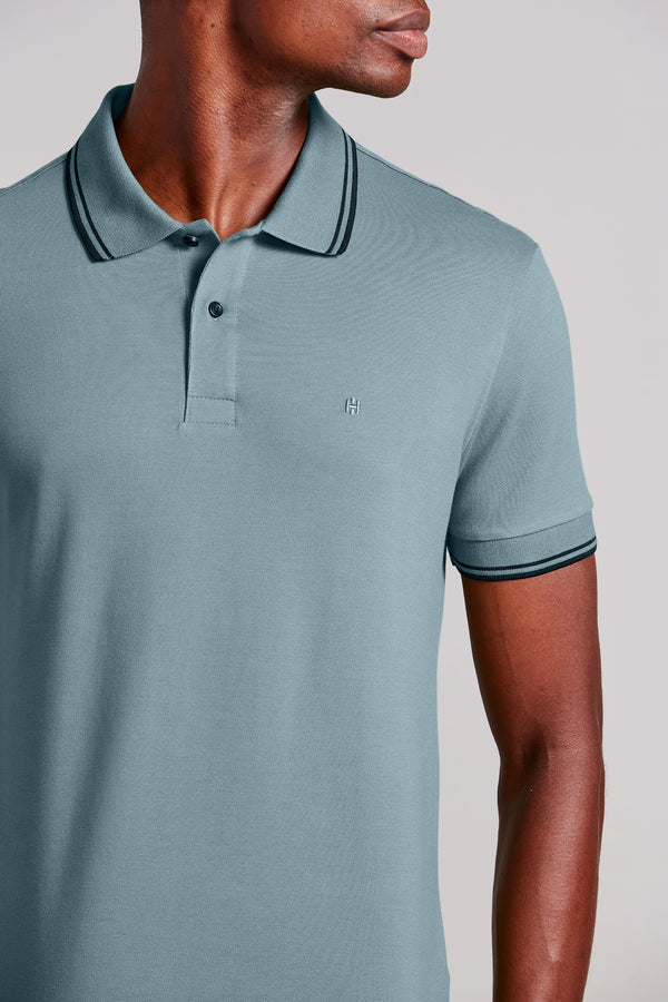 Polo Manga Curta Piquet Básica Slim Fit - Verde Cedro