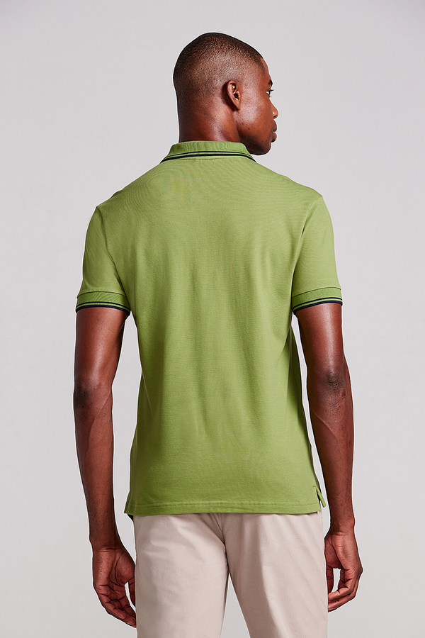Polo Manga Curta Piquet Básica Slim Fit - Verde