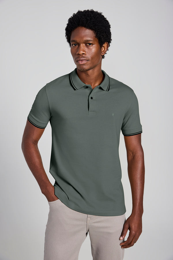 Camisa Polo Básica Piquet Premium Slim Fit - Verde