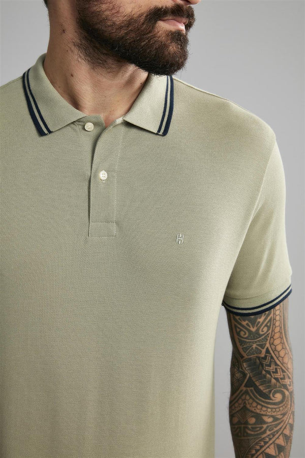 Polo Manga Curta Piquet Básica Slim Fit - Verde