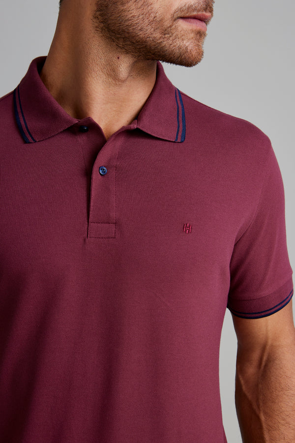 Polo Manga Curta Piquet Básica Slim Fit - Marrom