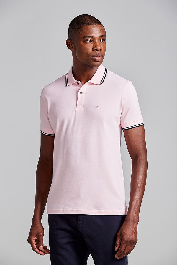 Polo Manga Curta Piquet Básica Slim Fit - Rosa