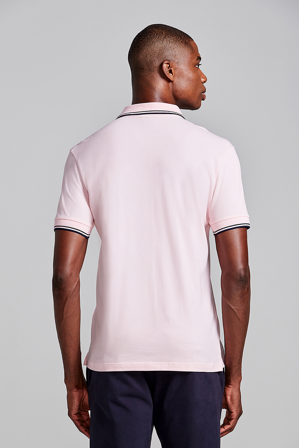 Polo Manga Curta Piquet Básica Slim Fit - Rosa