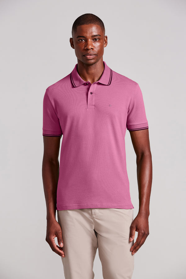 Polo Manga Curta Piquet Básica Slim Fit - Rosa