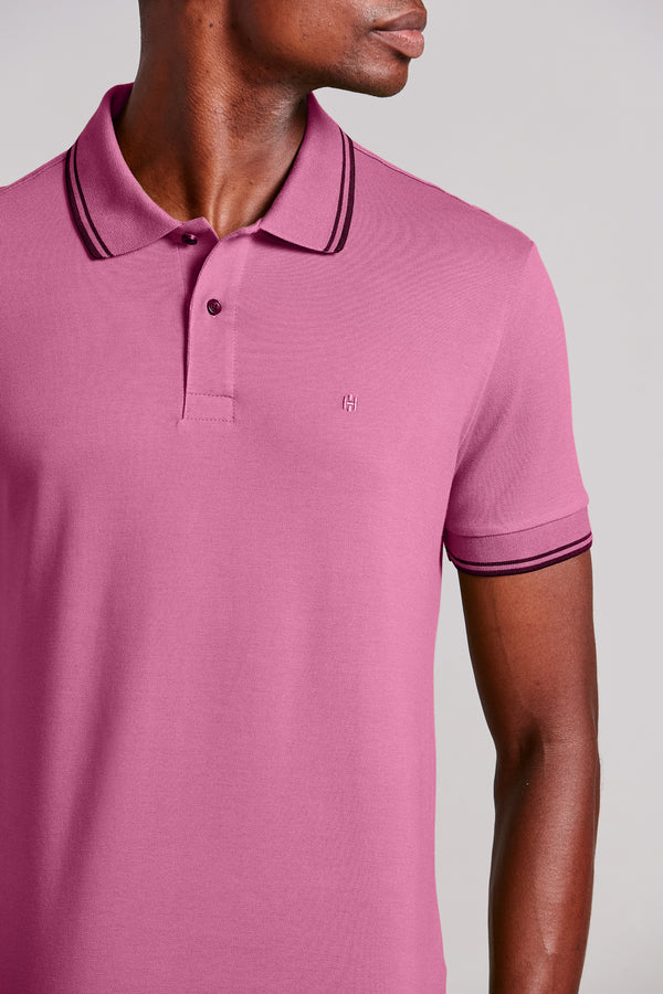 Polo Manga Curta Piquet Básica Slim Fit - Rosa
