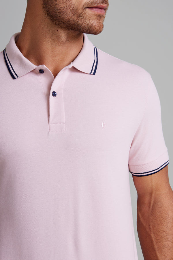 Polo Manga Curta Piquet Básica Slim Fit - Rosa