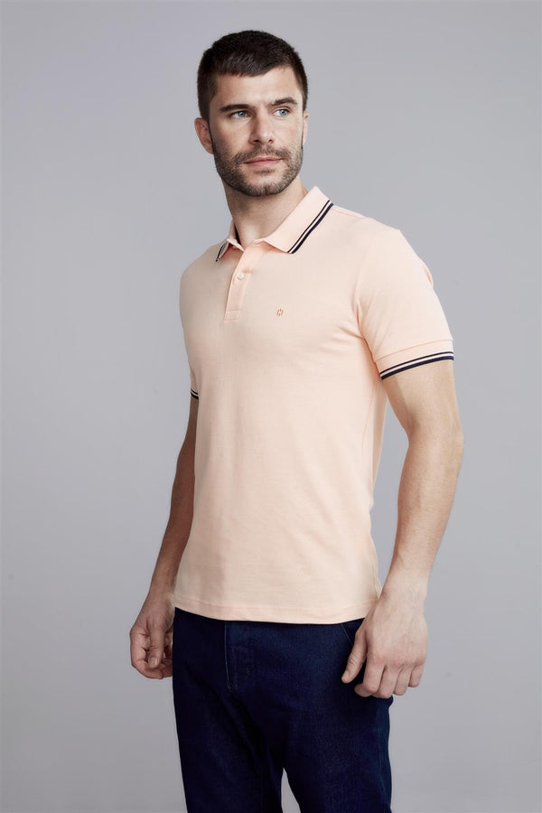 Polo Manga Curta Piquet Básica Slim Fit - Laranja