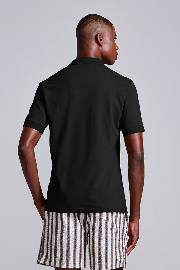 Camisa Polo Básica Piquet Premium Comfort - Preto