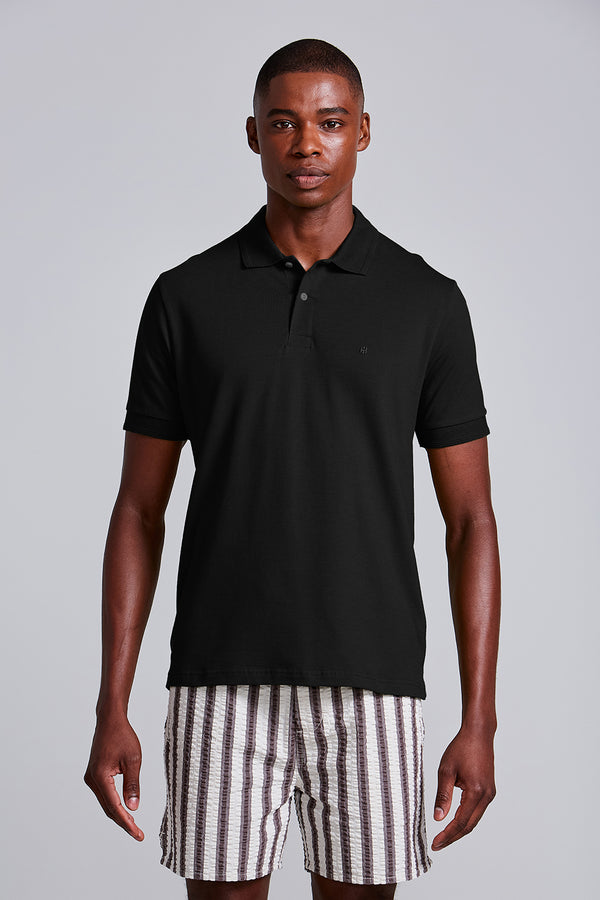 Polo Manga Curta Comfort Piquet - Preto