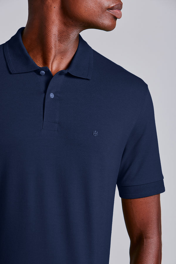 Polo Manga Curta Comfort Piquet - Azul Marinho