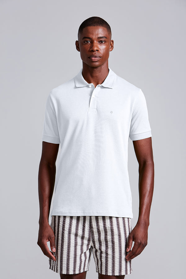 Polo Manga Curta Comfort Piquet - Branco