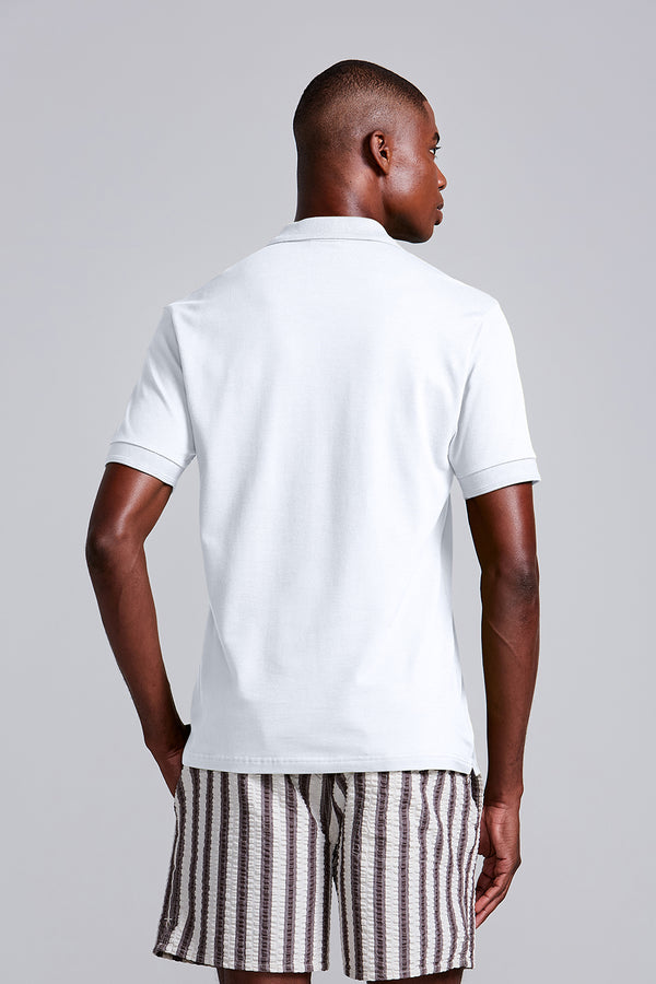 Camisa Polo Básica Piquet Premium Comfort - Branco