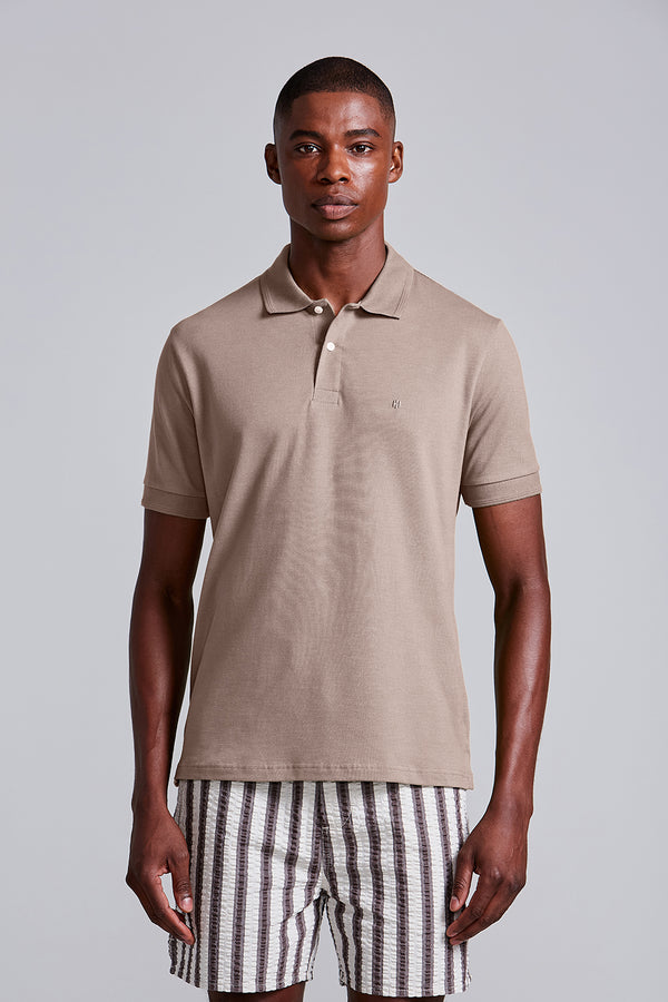 Camisa Polo Básica Piquet Premium Comfort - Marrom