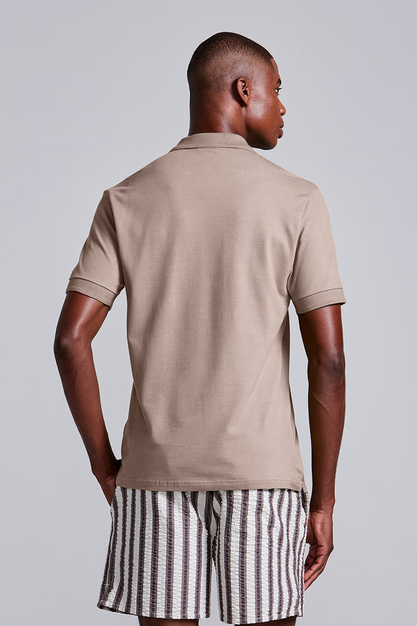 Camisa Polo Básica Piquet Premium Comfort - Marrom