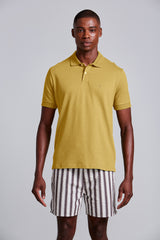 Polo Manga Curta Comfort Piquet - Amarelo Mostarda