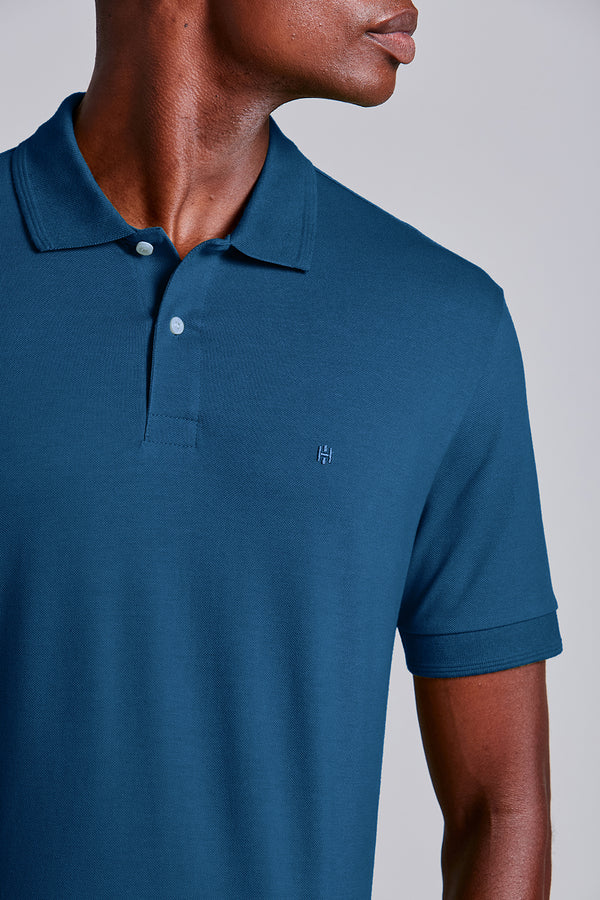 Polo Manga Curta Comfort Piquet - Azul Noturno