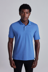 Polo Manga Curta Comfort Piquet - Azul