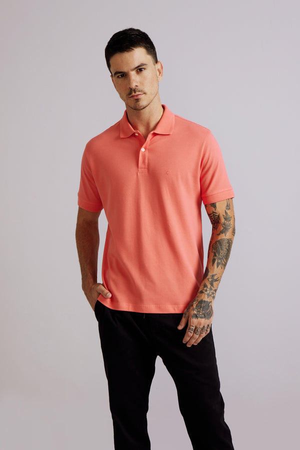 Polo Manga Curta Comfort Piquet - Laranja