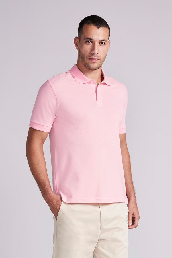 Polo Manga Curta Comfort Piquet - Rosa