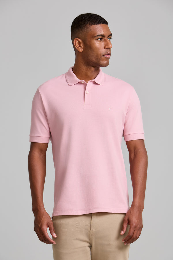 Polo Manga Curta Comfort Piquet - Rosa