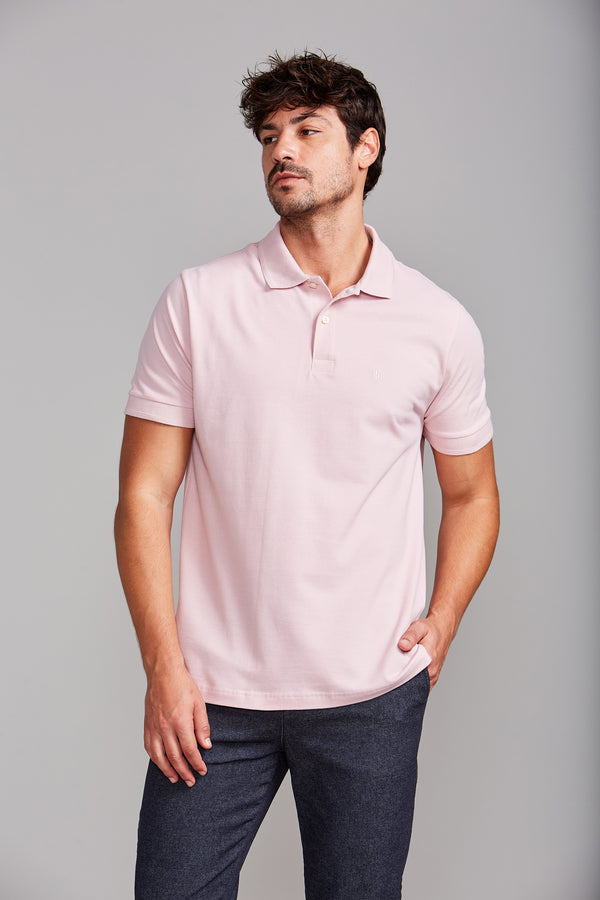 Camisa Polo Básica Piquet Premium Comfort - Rosa