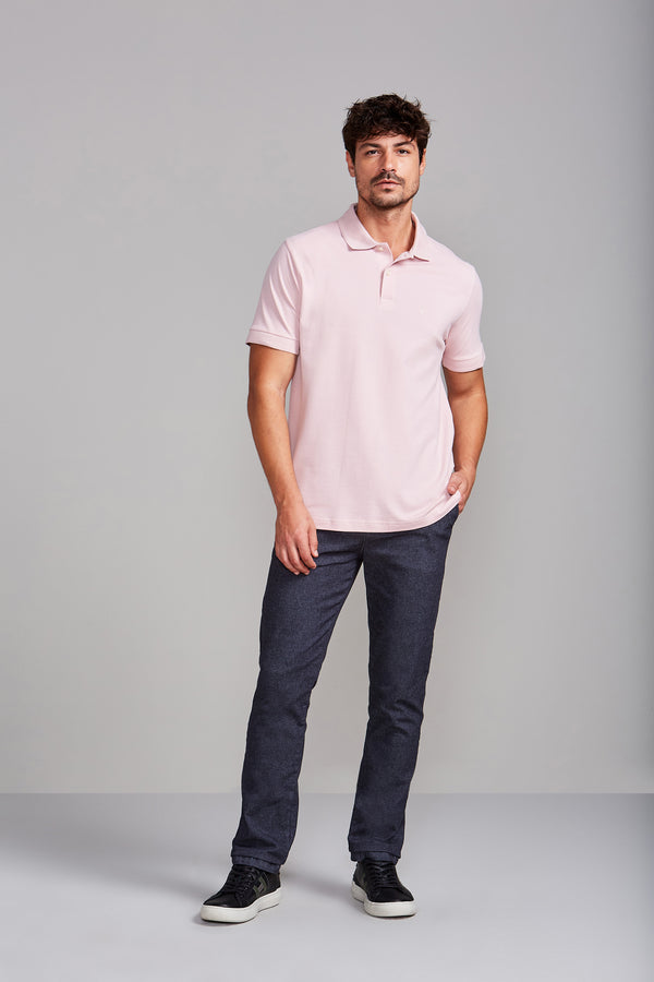 Camisa Polo Básica Piquet Premium Comfort - Rosa