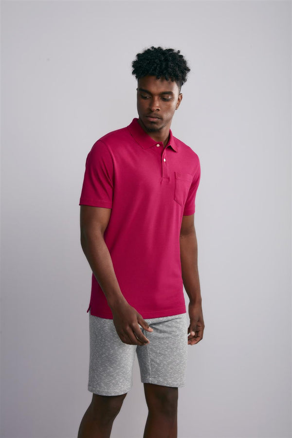 Polo Manga Curta com Bolso Comfort Piquet - Rosa
