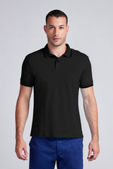 Polo Manga Curta Malha Básica Slim Fit - Preto